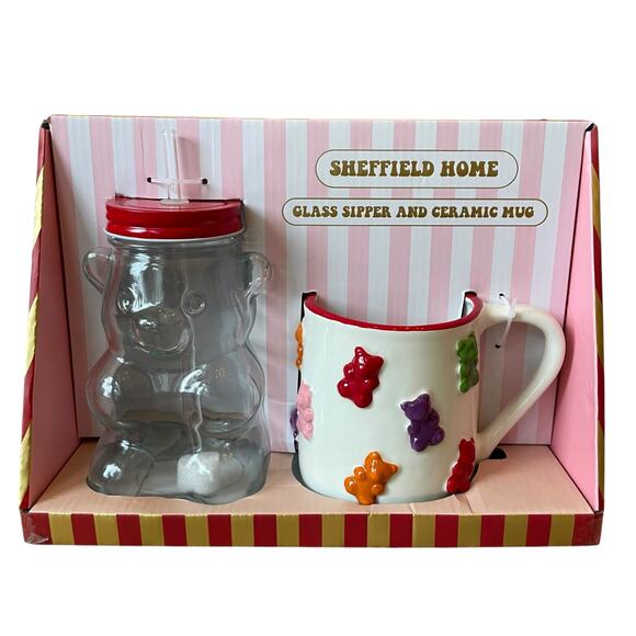 Sheffield Home GUMMY BEAR Glass Sipper and Mug Gift Set In a Box New - Picture 1 of 16